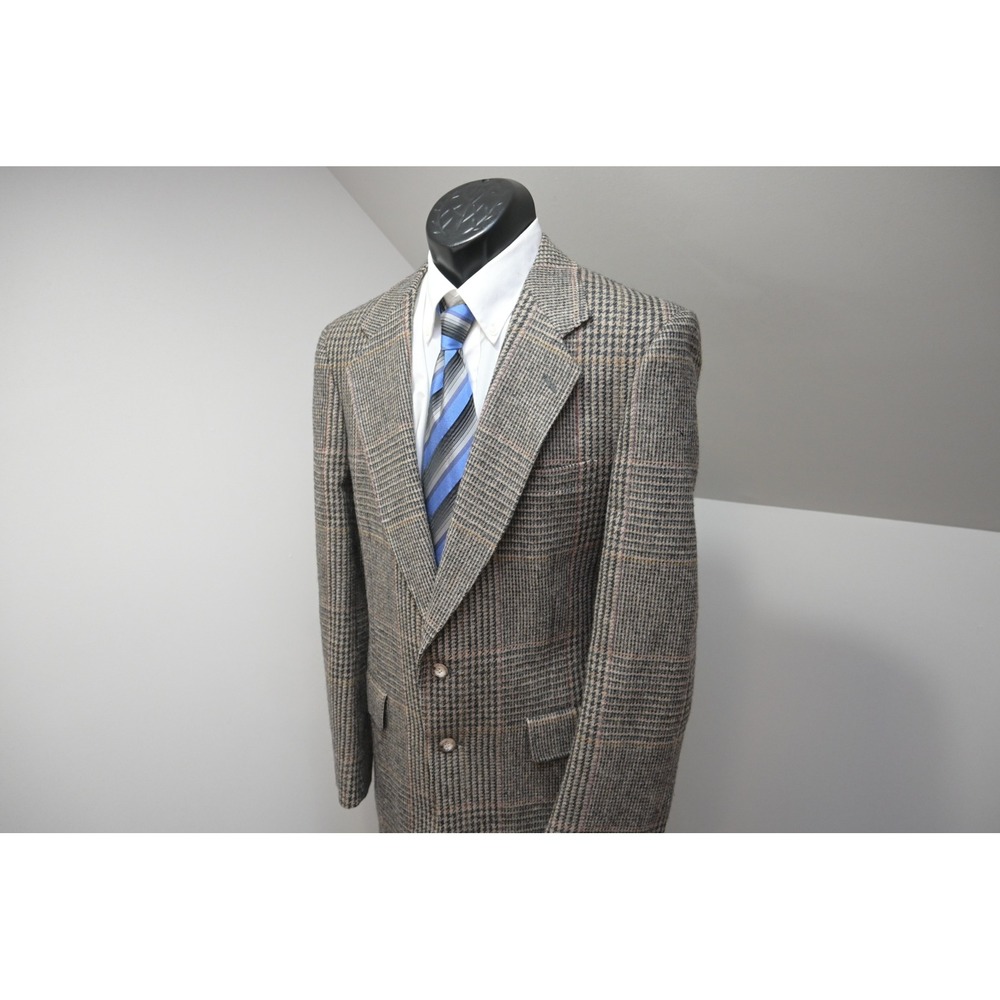 VTG Kuppenheimer Tweed Blazer Men Size 42L Glen Plaid 2-Button Wool Excellent